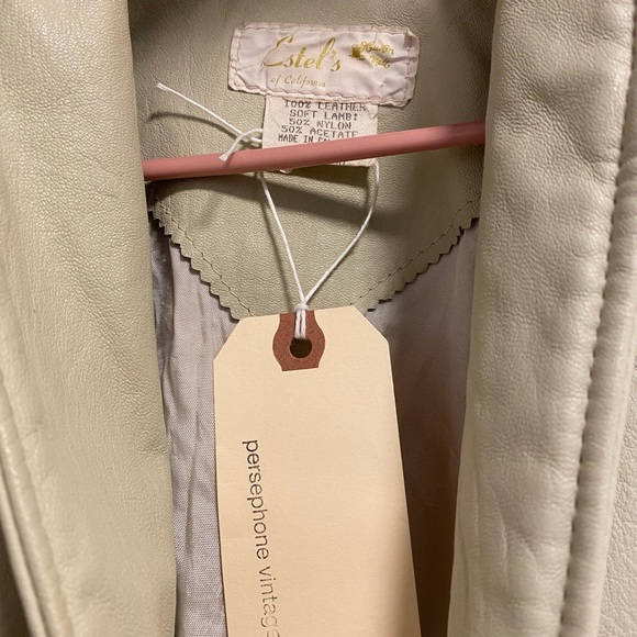 Vintage Cream Coloured Leather Jacket - Picture 2 of 3